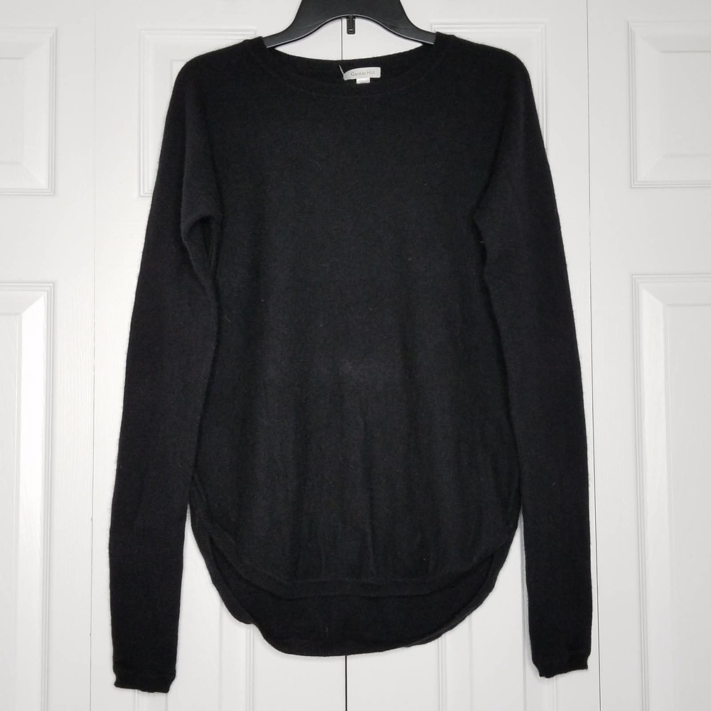 Garnet Hill Cashmere Sweater Rounded Hi-Lo Hem